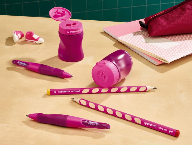 STABILO Ergonomic Container Sharpener - STABILO EASYsharpener - 3 in 1 - Left-Handed - Pink - Image 4